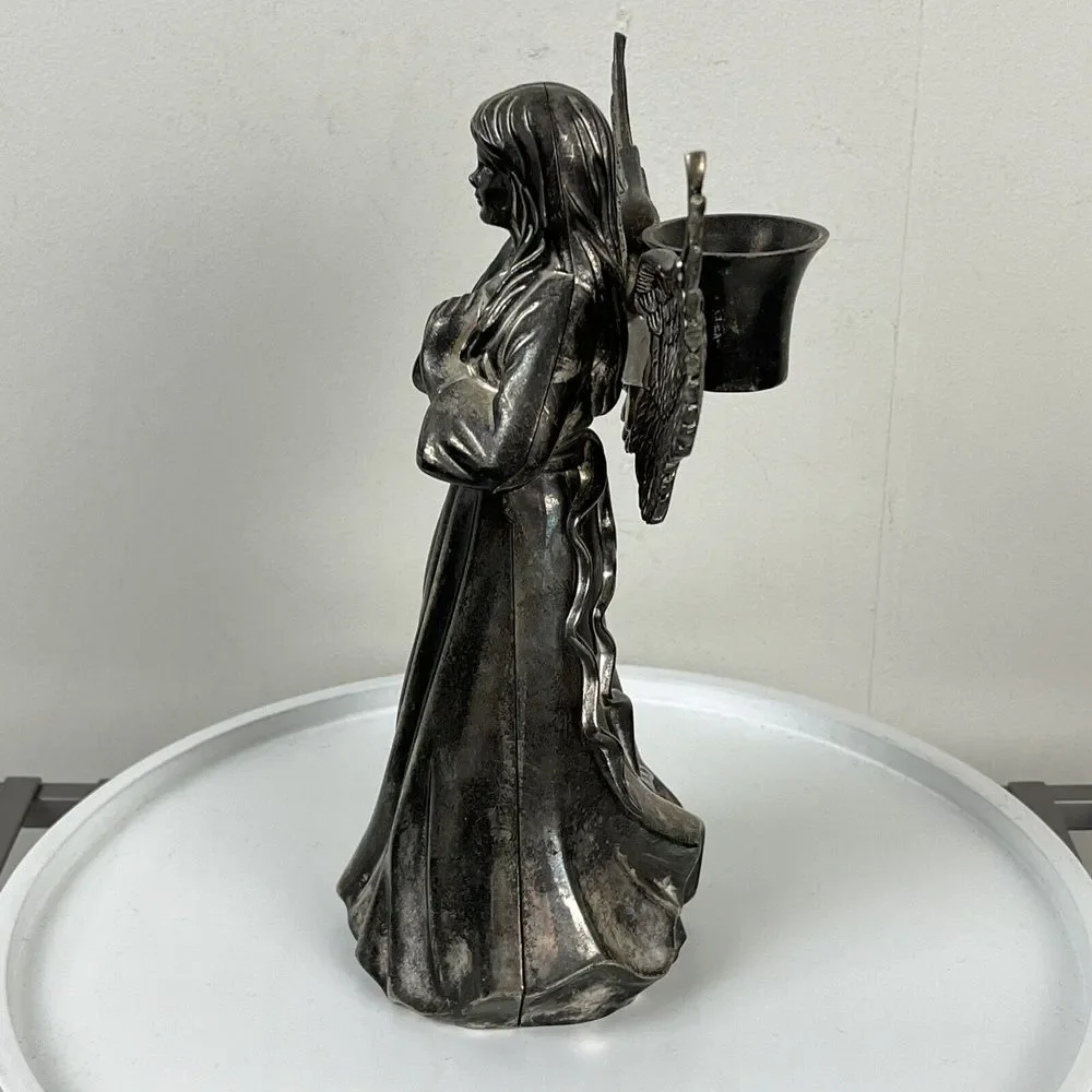 VTG International Silver Company Angel Candlestick‎ Holder Centerpiece Christmas